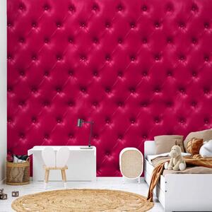 Carta da parati moderna Lusso - sfondo con motivo fucsia trapuntato dalla texture di pelle