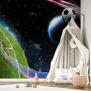 Carta da parati moderna Partita spaziale - calciatore che gioca e calcia il pallone