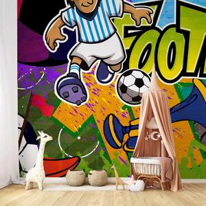 Carta da parati moderna Campionati di calcio - graffiti colorati sul calcio con scritte