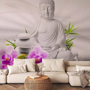 Carta da parati Buddha e orchidee rosa