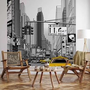 Carta da parati New York - paesaggio notturno di architettura con grattacieli