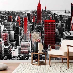 Carta da parati Città del peccato - panorama di New York con grattacieli su sfondo bianco e nero