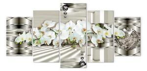 Quadro contemporaneo Orchidea in una goccia d'argento