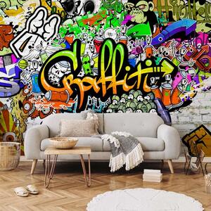 Carta da parati moderna Graffiti su muro chiaro di mattoni