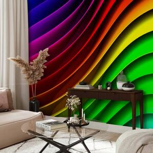 Carta da parati Onde arcobaleno - astratto moderno con colori in varie tonalità