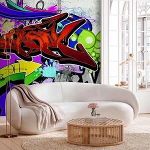 Carta da parati moderna Stile urbano - graffiti su muro di cemento grigio