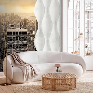 Carta da parati moderna Vista dalla finestra - architettura di New York al tramonto
