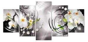 Quadro Orchidea, perle e diamanti