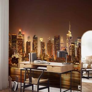 Carta da parati Architettura di New York - Panorama notturno di una grande città