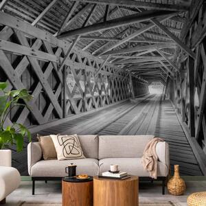 Carta da parati Ponte dei ricordi passati - Architettura bianconera del grande ponte