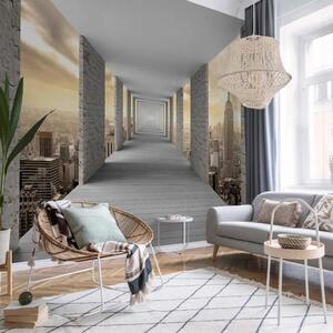 Carta da parati Corridoio celeste con architettura urbana - veduta di New York con grattacieli