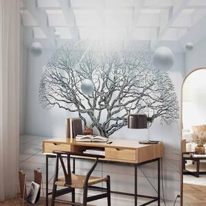 Carta da parati Paesaggio geometrico - albero senza foglie in uno spazio bianco