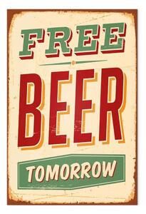 Quadro su tela Birra gratis domani - scritta in inglese in stile vintage. Perfetta una cucina o una stanza