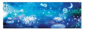Quadro Lago fatato - paesaggio notturno con gigli galleggianti in acqua