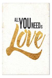 Quadro contemporaneo La mia casa: d'amore iscrizione All you need is love in inglese