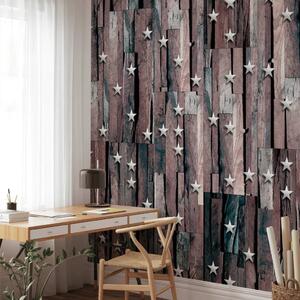 Carta da parati design Stelle su legno