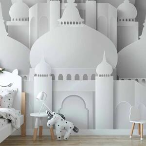 Carta da parati moderna Architettura con motivo religioso - tempio bianco su sfondo uniforme