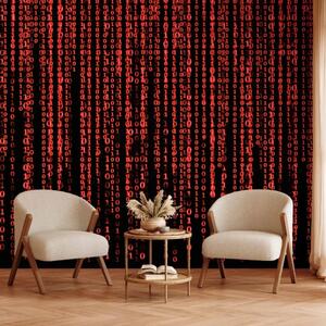 Carta da parati Pioggia digitale rossa - Motivo del film Matrix di numeri