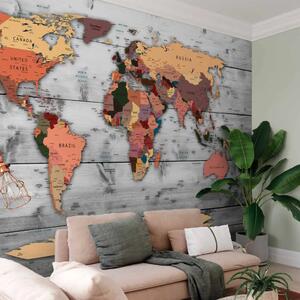 Carta da parati Direzione del mondo - Mappa del mondo con didascalie degli stati