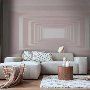 Carta da parati moderna Interno futuristico - Spazio luminoso in rosa pallido con colonne 3D