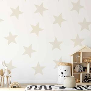 Carta da parati Motivo stellare - Stelle beige uniformi su sfondo bianco