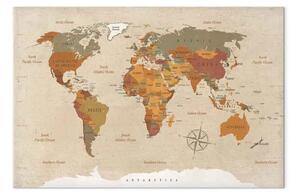 Quadro contemporaneo Mappa del mondo: Beige chic