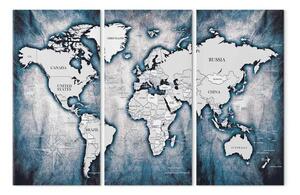 Quadro contemporaneo Mappa del mondo: Trittico d'inchiostro