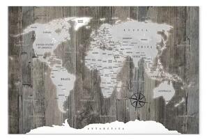Quadro su tela Mappa del mondo: Mondo di legno