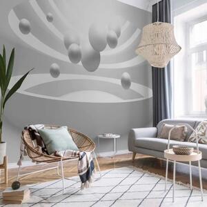 Carta da parati Motivo futuristico - astrazione geometrica con effetto 3D in bianco