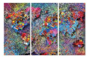 Quadro moderno Mappa del mondo: un ammasso colorato