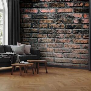 Carta da parati Atmosfera industriale - muro fatto di un vecchio mattone rosso, un design interior design ideale in stile industriale e loft