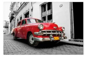 Quadro Auto classica cubana rossa