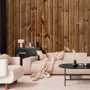Carta da parati Eleganza di pino - sfondo chiaro a texture di tavole di legno marrone
