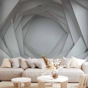 Carta da parati moderna Abisso geometrico - futuristico corridoio con effetto 3D