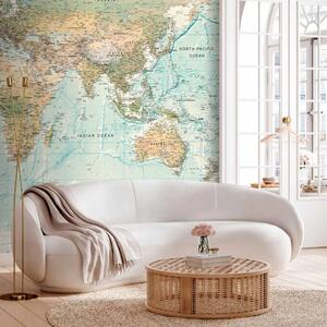 Carta da parati Mondo bello - mappa del mondo in inglese su sfondo chiaro