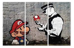 Quadro contemporaneo Super Mario Fungo Cop Banksy