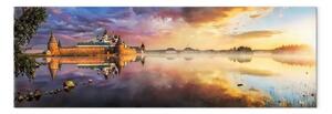 Quadro contemporaneo Alba sopra il tempio - paesaggio di un lago colorato
