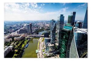 Quadro su tela Panorama dei grattacieli - colorata architettura di Mosca