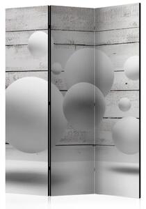 Paravento design Sfere - figure astratte tridimensionali legno grigio