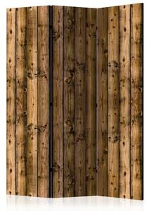 Paravento separè Cottage di campagna - texture delle assi di legno marrone scuro