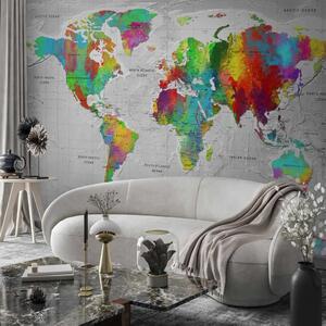 Carta da parati moderna Mappa del mondo: finezza colorata