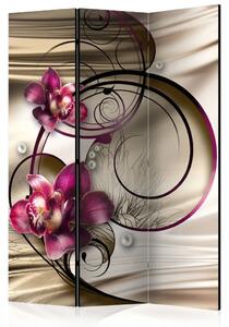 Paravento Dolcezza di estasi - orchidee su sfondo di ornamenti astratti