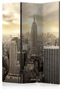 Paravento design Luce di New York - architettura della città con vista sui grattacieli