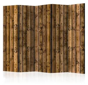 Paravento design Cottage campagna II - texture legno marrone
