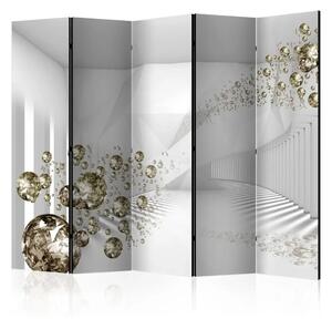 Paravento design Corridoio diamanti II - sfere astratte, luce, illusione 3D