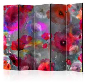 Paravento separè Maki dipinti II - fiori papavero in stile acquerello