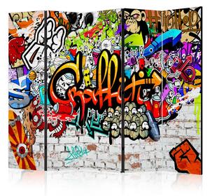 Paravento separè Stile colorato - graffiti urbani artistici su texture di mattoni