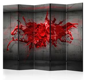 Paravento separè Macchia rossa II - astrazione rossa su sfondo di cemento