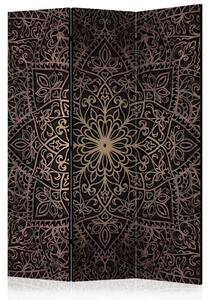 Paravento design Finezza reale - mandala marrone decorativa in stile orientale