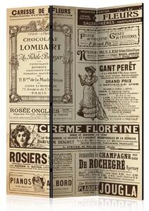 Paravento Riviste d'epoca - motivo giornale francese retrò